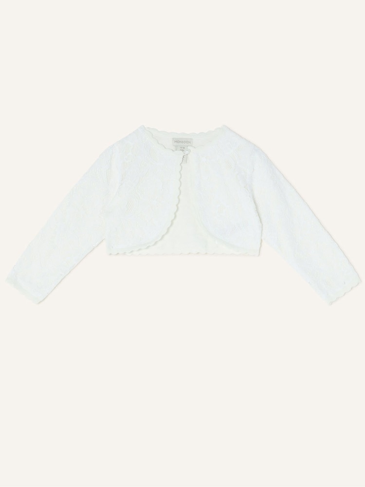 Monsoon Natural Baby Lace 100% Cotton Cardigan - Image 1 of 3
