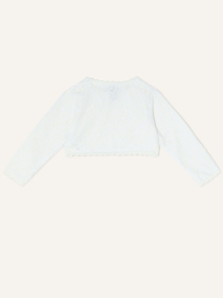 Monsoon Natural Baby Lace 100% Cotton Cardigan - Image 2 of 3