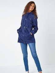 Roman Blue Shower Resistant Longline Jacket - Image 2 of 5
