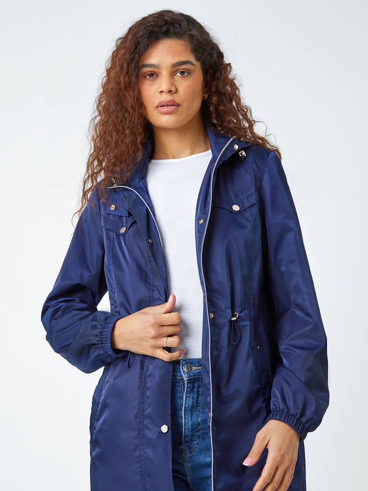 Roman Blue Shower Resistant Longline Jacket - Image 4 of 5
