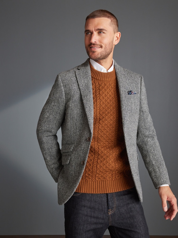 Grey Signature Harris Tweed British Wool Blazer - Image 1 of 13