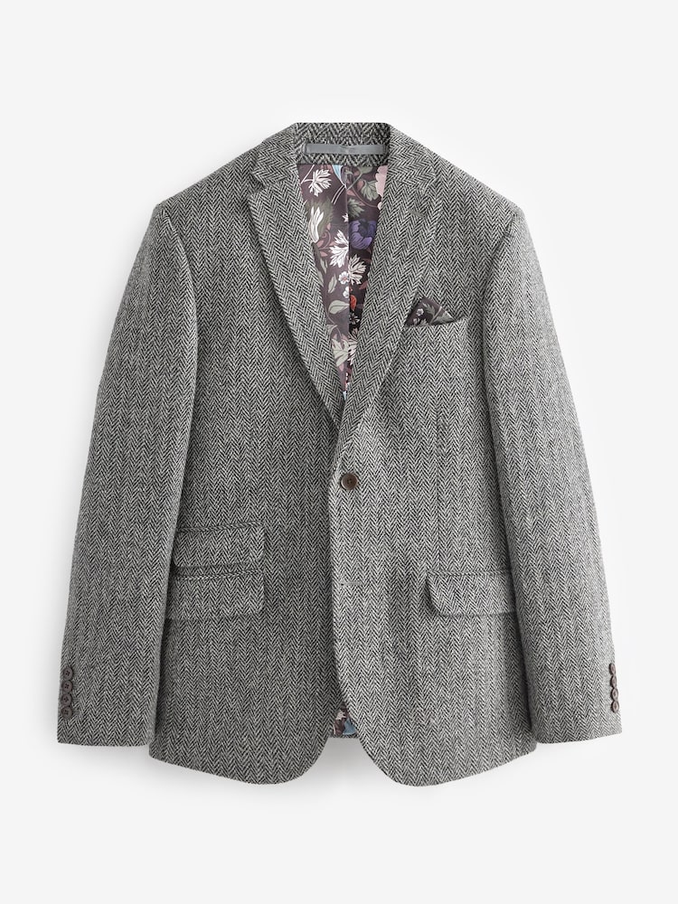Grey Signature Harris Tweed British Wool Blazer - Image 9 of 13