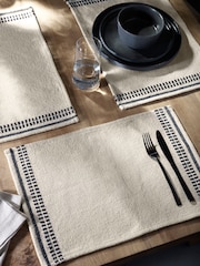 Set of 4 Natural Woven Fabric Placemats - Image 1 of 5