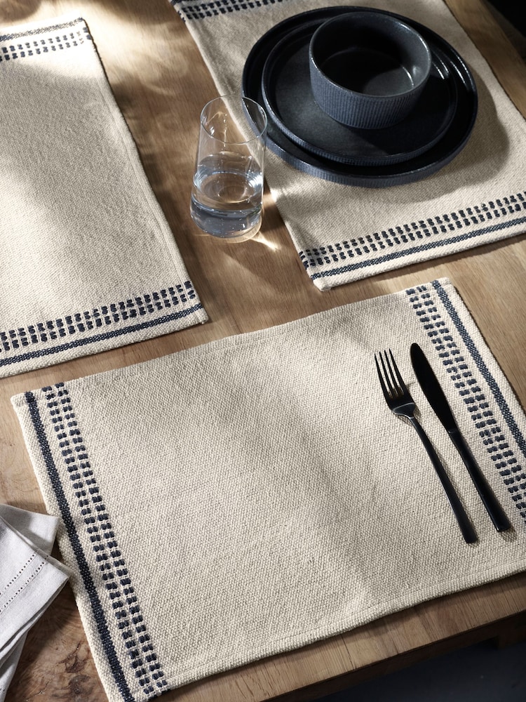 Set of 4 Natural Woven Fabric Placemats - Image 1 of 5