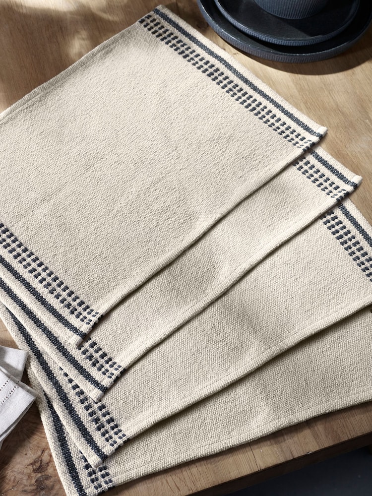 Set of 4 Natural Woven Fabric Placemats - Image 2 of 5