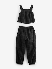 Black Broderie Co-ord Top and Joggers Set (3-16yrs) - Image 8 of 9