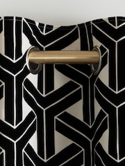 Geometric Flocked Velvet Eyelet Curtains - Изображение 1 из 5