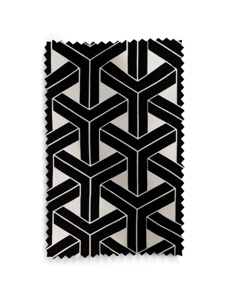 Geometric Flocked Velvet Eyelet Curtains - Изображение 5 из 5