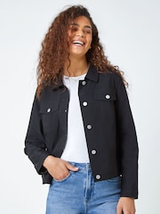 Roman Black Stretch Denim Jacket - Image 1 of 4