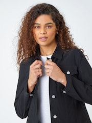 Roman Black Stretch Denim Jacket - Image 4 of 4