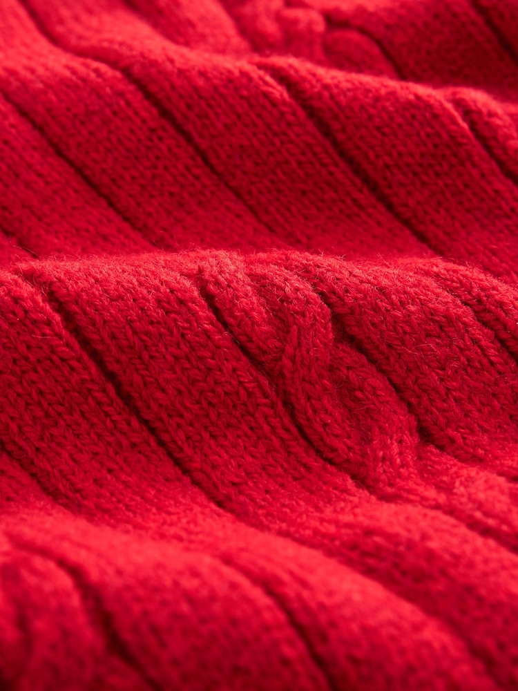 Rot - Pullover mit Polokragen und Zopfmuster - Bild 7 von 7