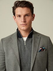 Grey Slim Fit Textured Smart Blazer - Image 1 of 11