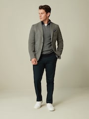 Grey Slim Fit Textured Smart Blazer - Image 2 of 11
