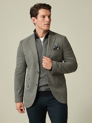Grey Slim Fit Textured Smart Blazer - Image 4 of 11