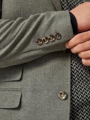 Grey Slim Fit Textured Smart Blazer - Image 5 of 11