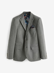 Grey Slim Fit Textured Smart Blazer - Image 7 of 11