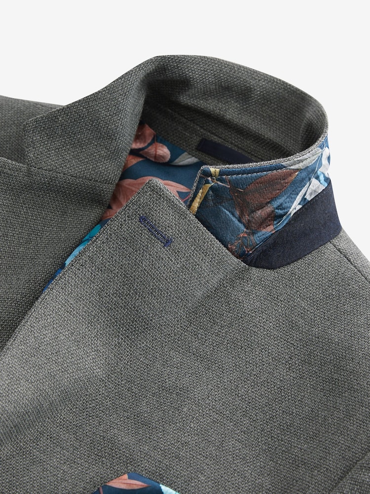 Grey Slim Fit Textured Smart Blazer - Image 9 of 11