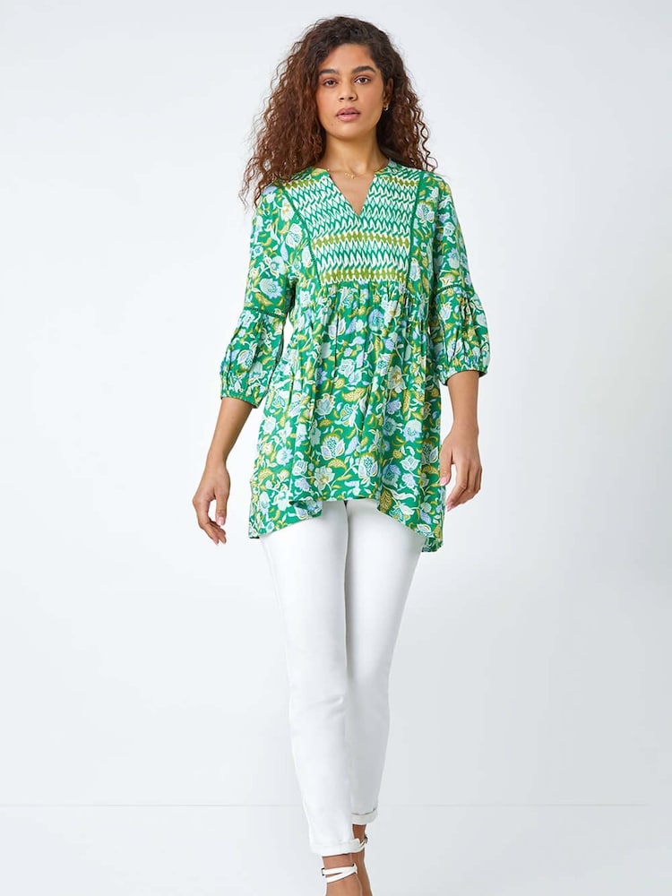 Verde - Top de corte ancho y estilo boho con estampado floral de Roman - Imagen 2 de 5 Verde - Top de corte ancho y estilo boho con estampado floral de Roman - Imagen 2 de 5