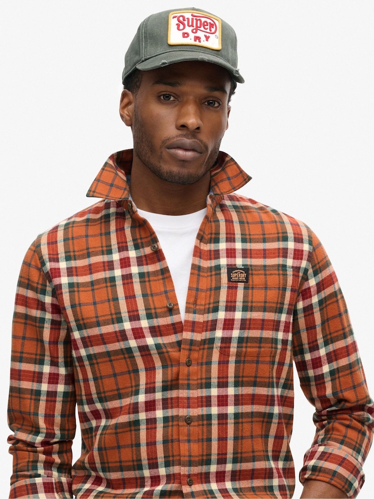 Superdry Oregon Check Orange Long Sleeve Lumberjack Shirt - Image 3 of 5