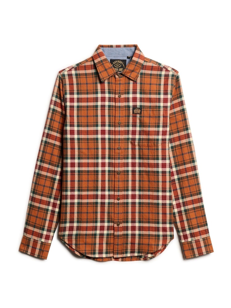 Superdry Oregon Check Orange Long Sleeve Lumberjack Shirt - Image 4 of 5