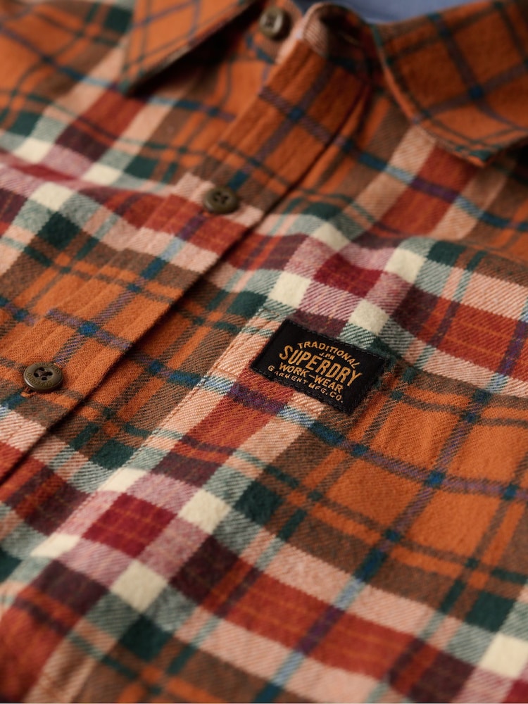 Superdry Oregon Check Orange Long Sleeve Lumberjack Shirt - Image 5 of 5