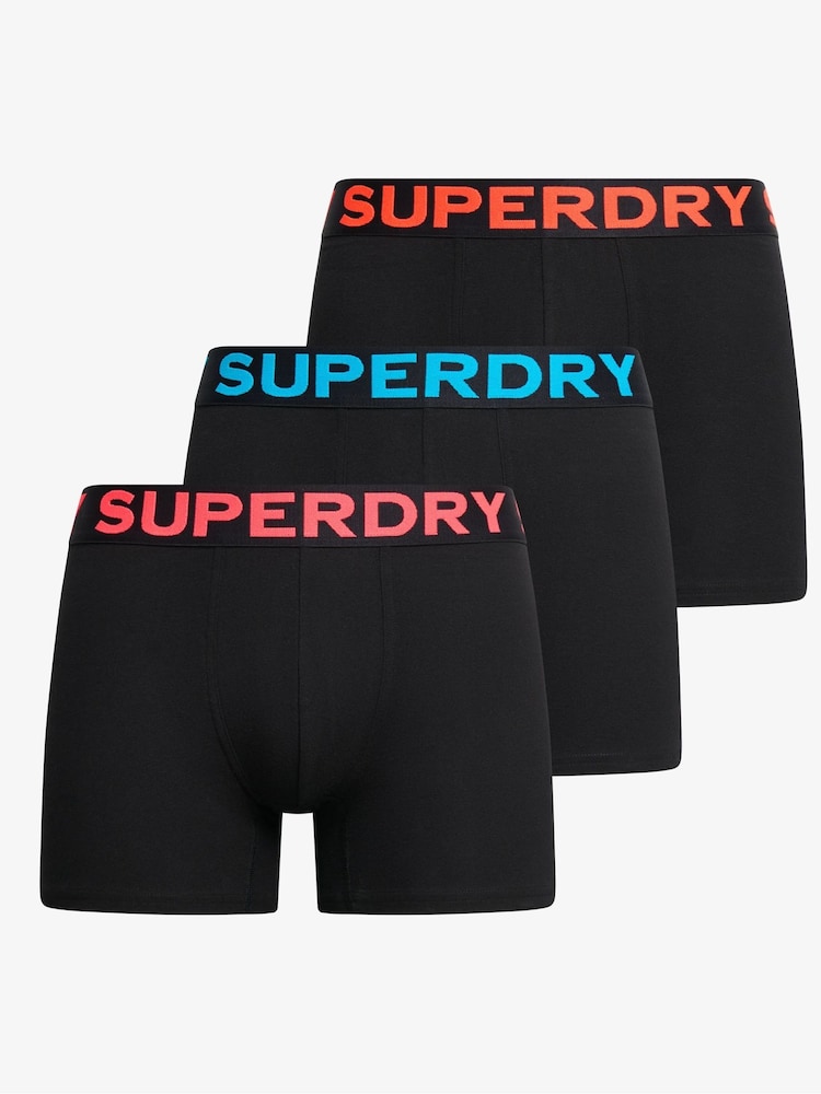 Superdry Black/Neon Boxers 3 Pack - Image 1 of 6 Superdry Black/Neon Boxers 3 Pack - Image 1 of 6