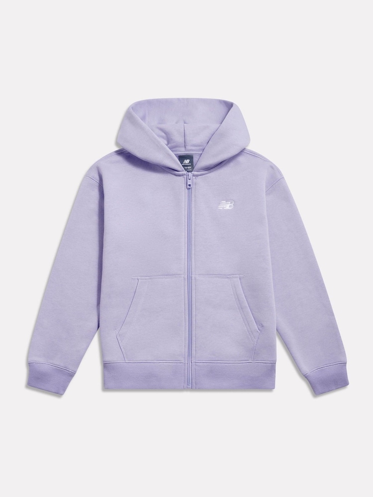 New Balance Purple Small Brush Back Logo Zip Hoodie - Image 1 of 3 New Balance Purple Small Brush Back Logo Zip Hoodie - Image 1 of 3