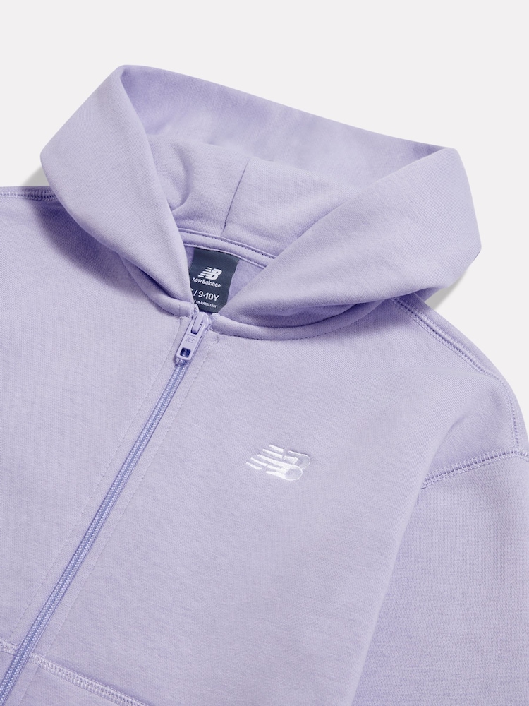 New Balance Purple Small Brush Back Logo Zip Hoodie - Image 3 of 3 New Balance Purple Small Brush Back Logo Zip Hoodie - Image 3 of 3