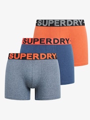 Superdry Dark Indigo Blue Marl/Bright Orange Marl Boxers 3 Pack - Image 1 of 6