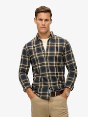 Superdry Bryce Check Navy Vintage 100% Cotton Check Shirt - Image 1 of 6