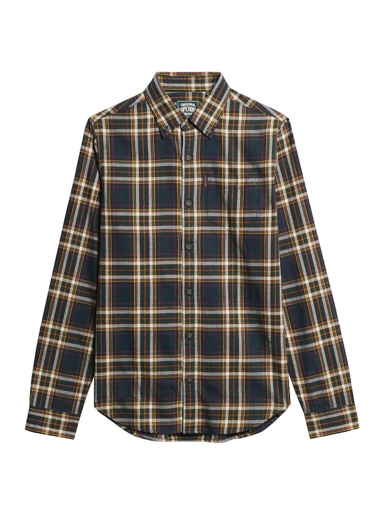 Superdry Bryce Check Navy Vintage 100% Cotton Check Shirt - Image 3 of 6