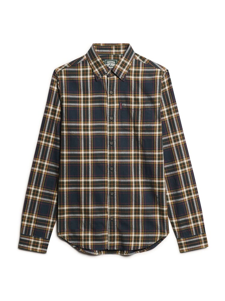 Superdry Bryce Check Navy Vintage 100% Cotton Check Shirt - Image 4 of 6