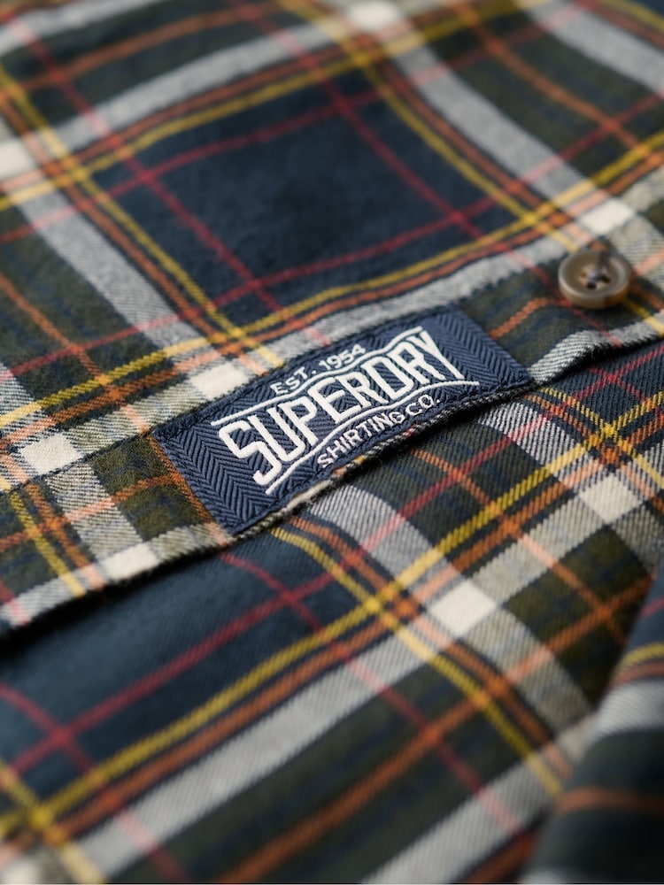 Superdry Bryce Check Navy Vintage 100% Cotton Check Shirt - Image 5 of 6