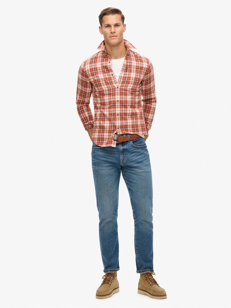 Superdry Frontier Check White Vintage Check 100% Cotton Shirt - Image 2 of 4