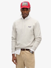Superdry Glacier Grey Marl Essential Logo Crew Loose Fit Sweatshirt - Image 1 of 3
