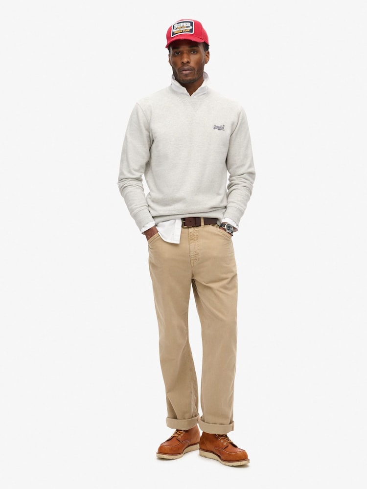 Superdry Glacier Grey Marl Essential Logo Crew Loose Fit Sweatshirt - Image 2 of 3