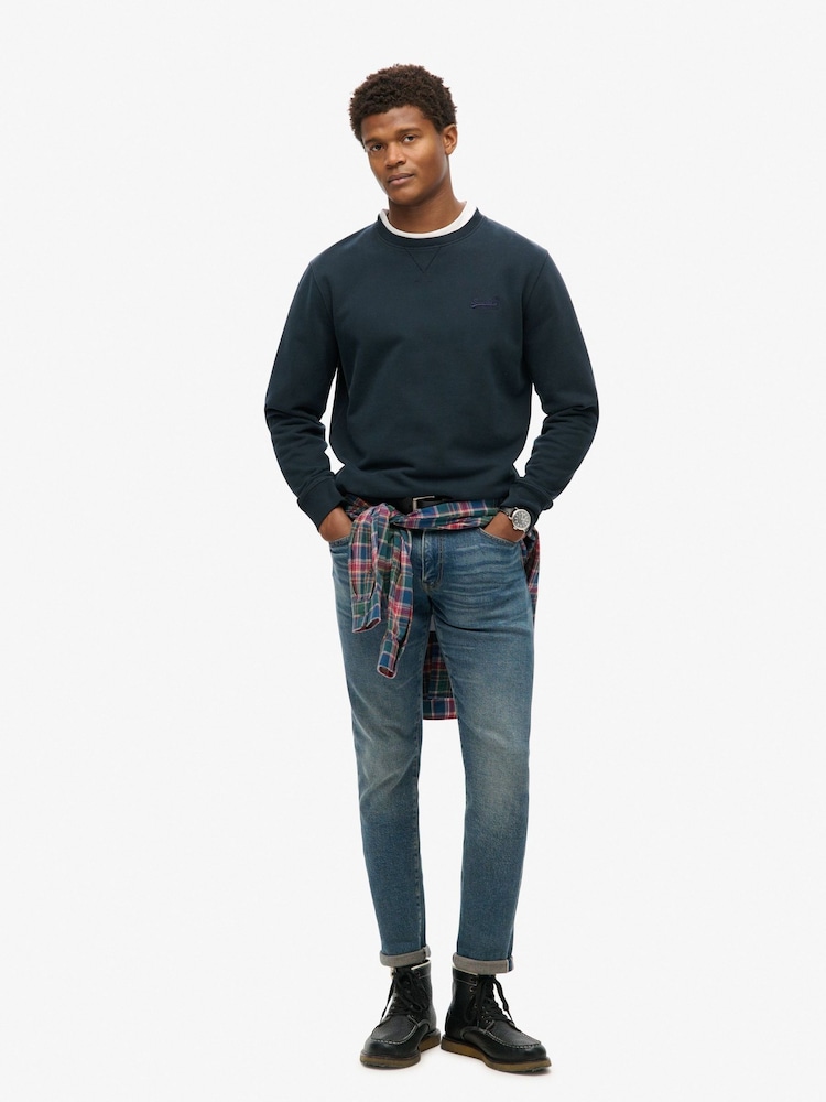 Superdry Eclipse Navy Essential Logo Crew Loose Fit Sweatshirt - Image 2 of 5