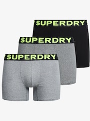 Superdry Athletic Grey/Black Stripe/Black Boxers 3 Pack - Image 1 of 7