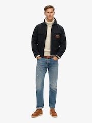 Superdry Jet Black Patched Zip Thru Jacket - Image 2 of 6