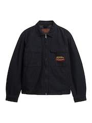 Superdry Jet Black Patched Zip Thru Jacket - Image 5 of 6