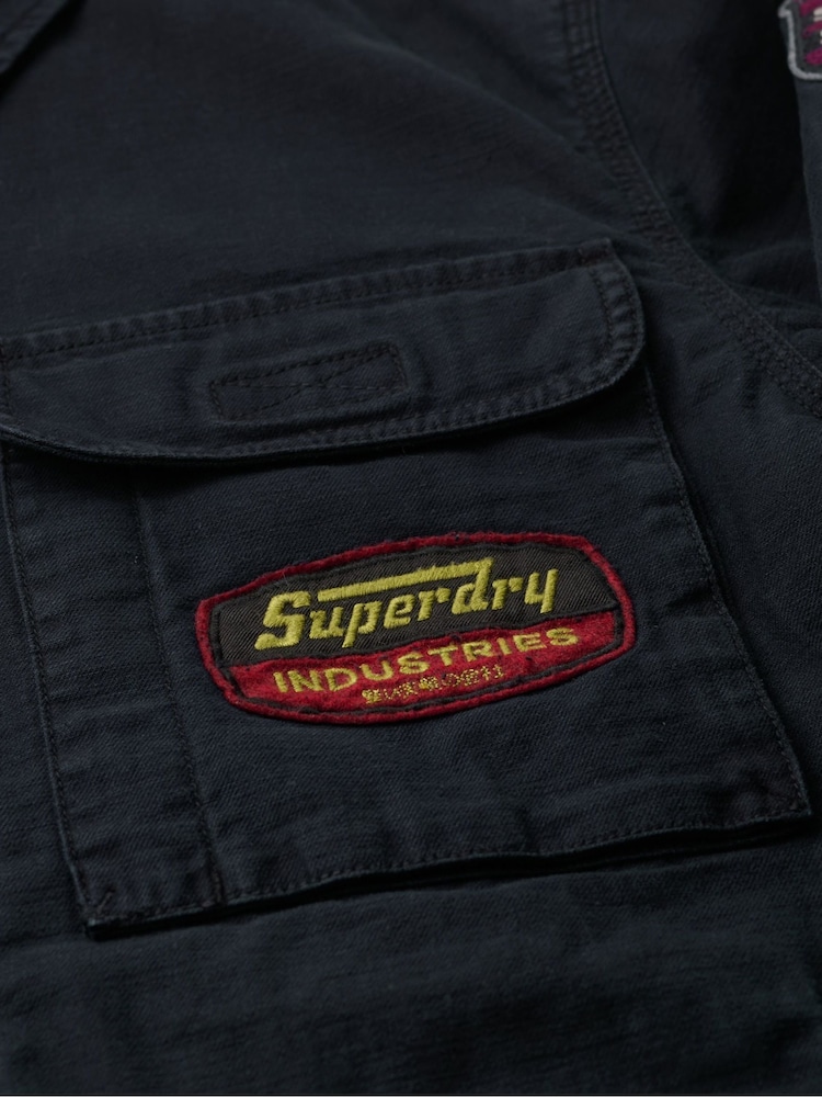 Superdry Jet Black Patched Zip Thru Jacket - Image 6 of 6