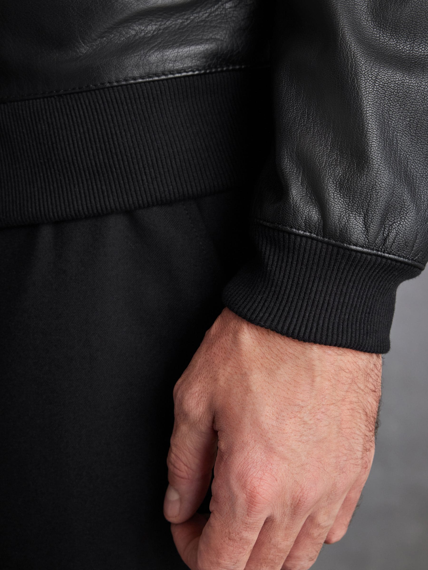 Buy Black Signature Leather Bomber Jacket from Next Israel