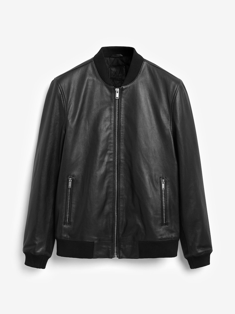 Black Leather Bomber Jacket Womens Leather Jacket Size 18 Faux