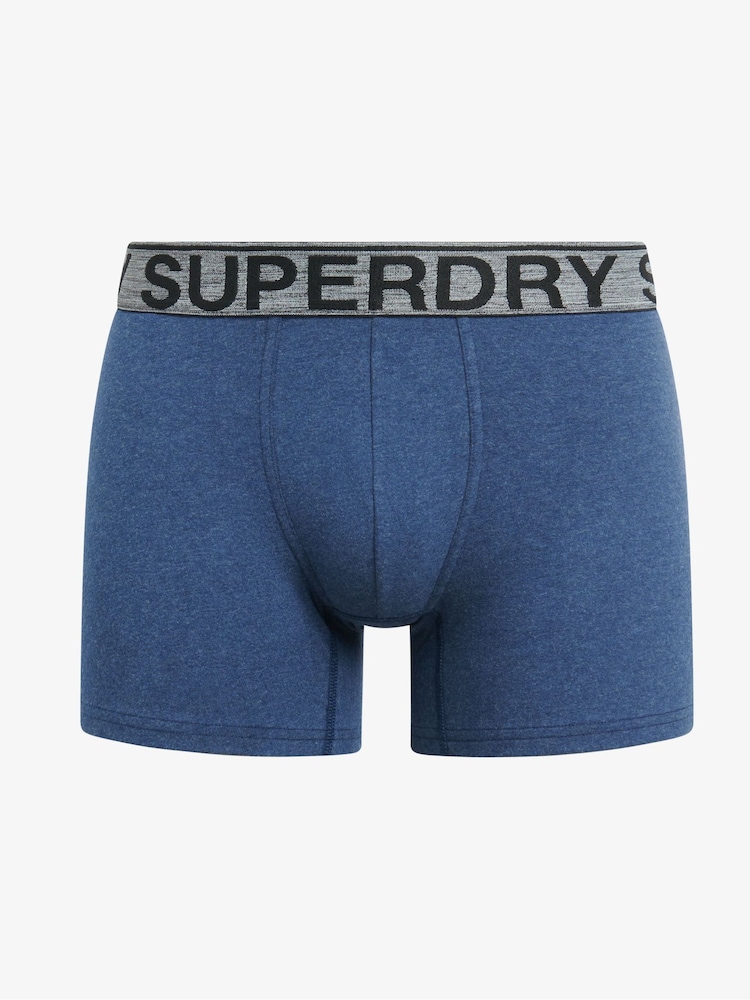 Superdry Navy/Navy Stripe/Dark Indigo Marl Boxers 3 Pack - Image 2 of 6