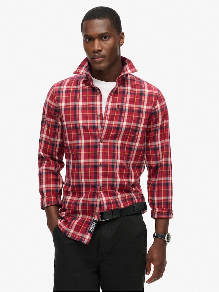 Superdry Montauk Check Red Vintage 100% Cotton Check Shirt - Image 1 of 5