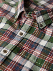 Superdry Upstate Check Green Vintage 100% Cotton Check Shirt - Image 3 of 6