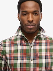 Superdry Upstate Check Green Vintage 100% Cotton Check Shirt - Image 5 of 6