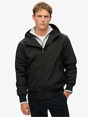 Superdry Black Surplus Nylon Hooded Bomber Jacket - Image 1 of 7
