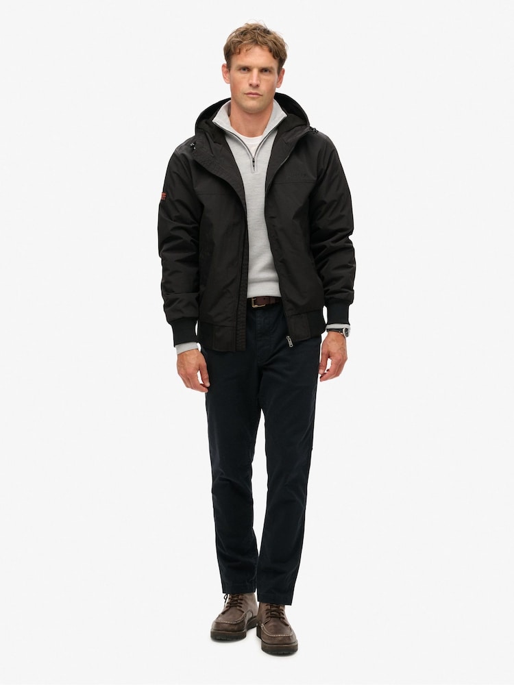 Superdry Black Surplus Nylon Hooded Bomber Jacket - Image 2 of 7