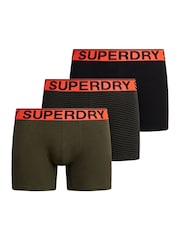 Superdry Khaki Stripe/Khaki Grit/Black Boxers 3 Pack - Image 1 of 5